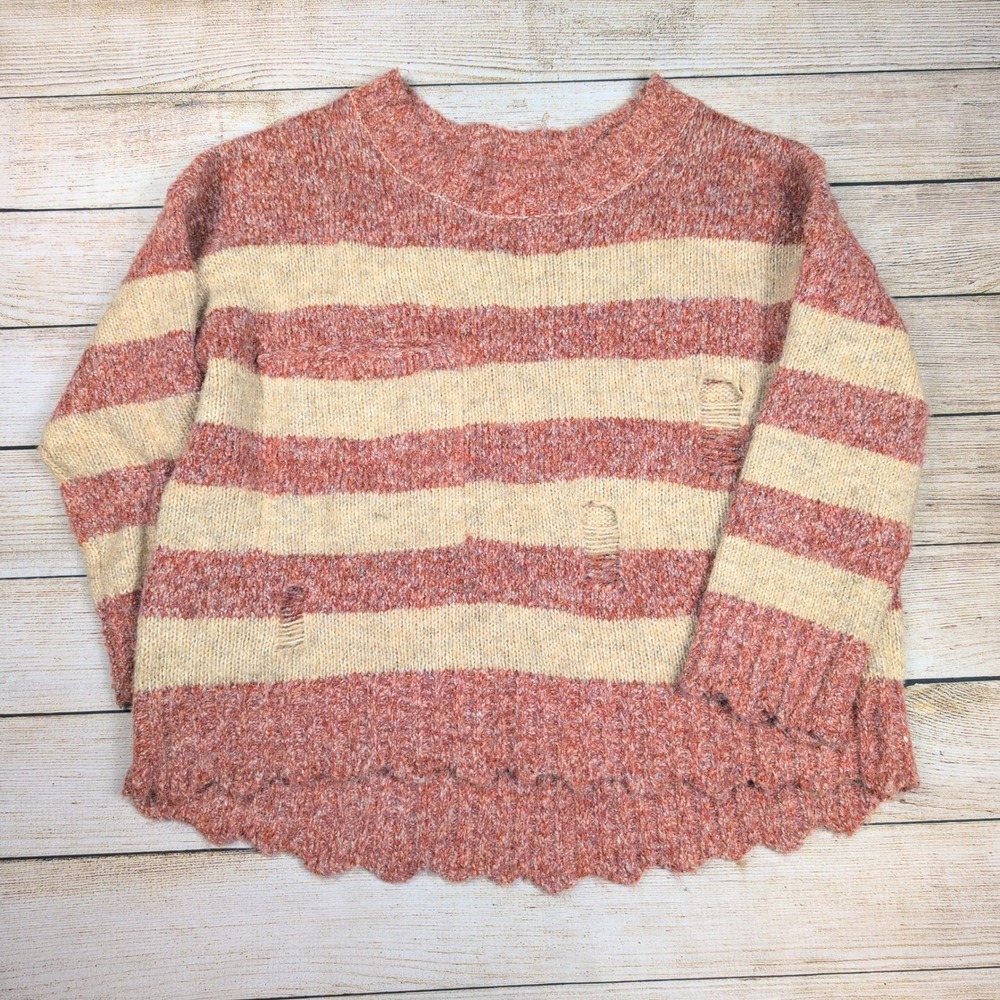 POL Striped Distressed oversized‎ Freddy style Grunge sweater Women's Large